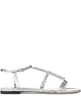 Jimmy Choo Gwyn Flat Sandals | Silver | FARFETCH