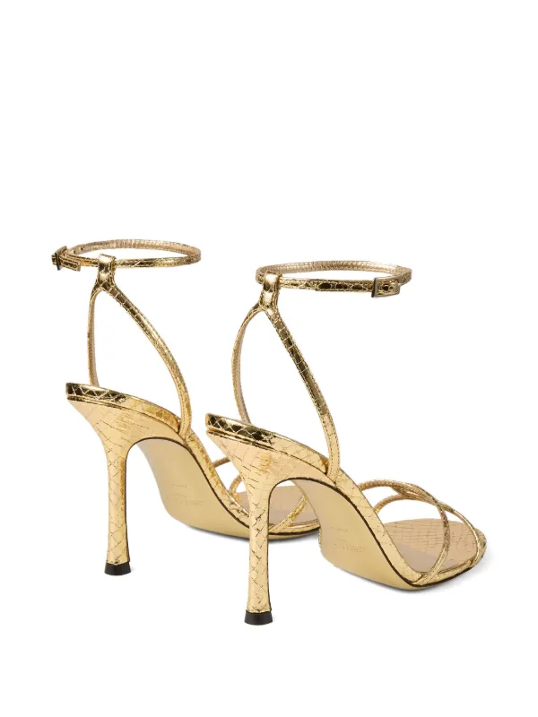 Jimmy Choo Leo メタリック サンダル | ゴールドトーン | FARFETCH JP
