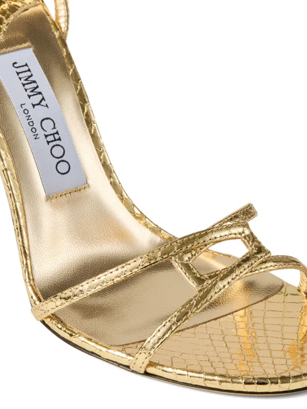 Jimmy Choo Leo Metallic Heeled Sandals | Gold | FARFETCH RO