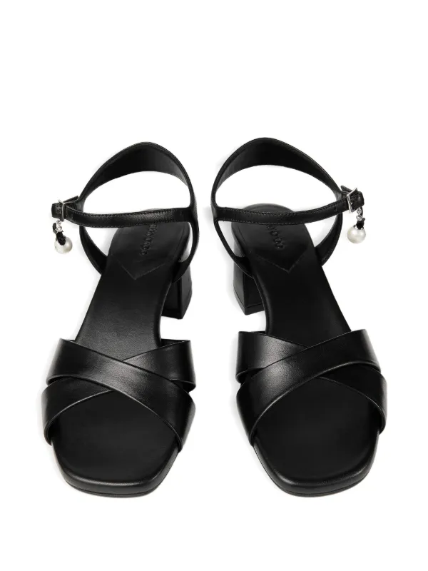 JIMMY CHOO スタッズ付きブラックサンダル Rori 85 | Black Shiny Calf Leather and Shiny Cork Sandals | JIMMY CHOO