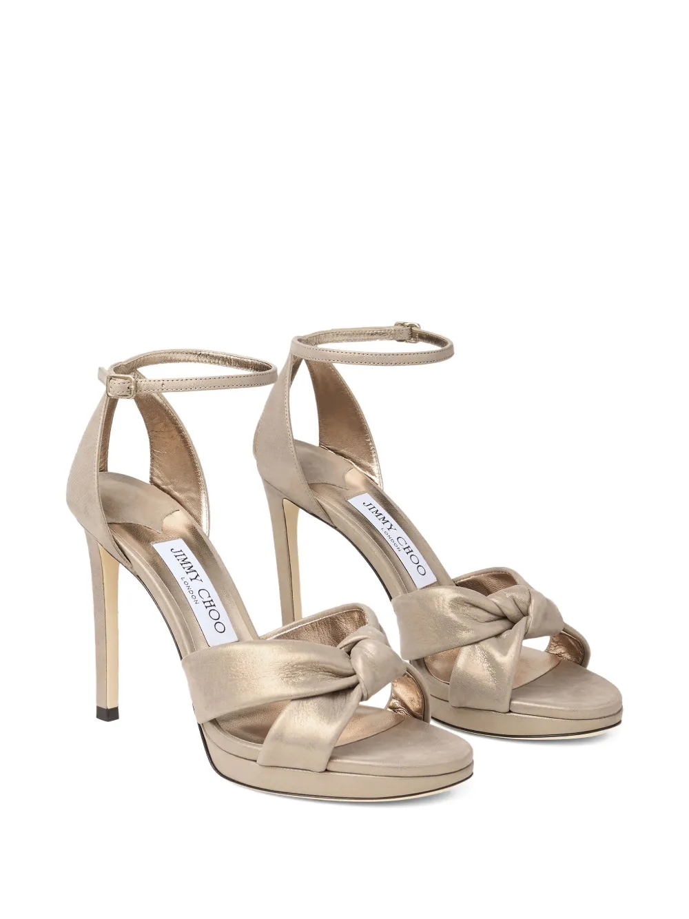 Jimmy Choo 85mm Rosie knotted ankle-strap sandals Gold