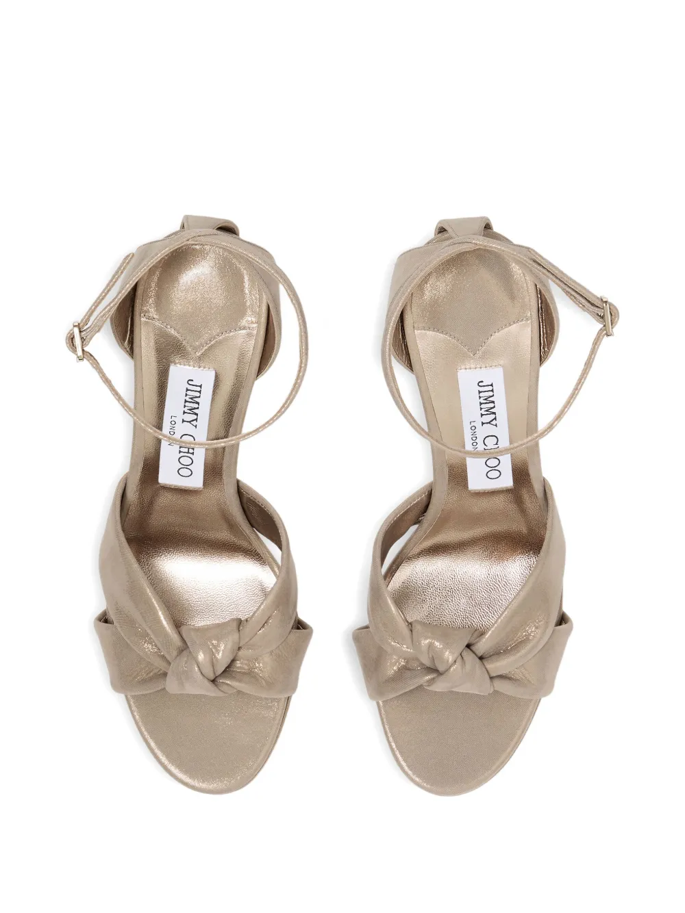 Jimmy Choo 85mm Rosie knotted ankle-strap sandals Gold