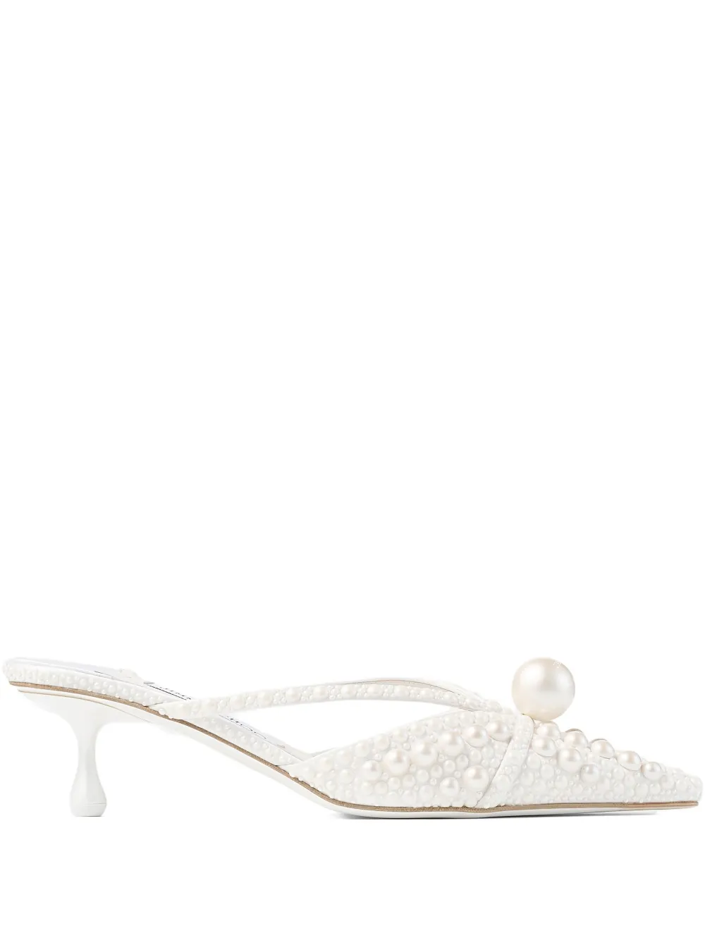 Jimmy Choo 50mm Sana pearl-embellished pointed-toe mules White