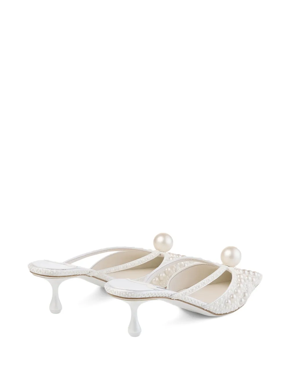 Jimmy Choo 50mm Sana pearl-embellished pointed-toe mules White