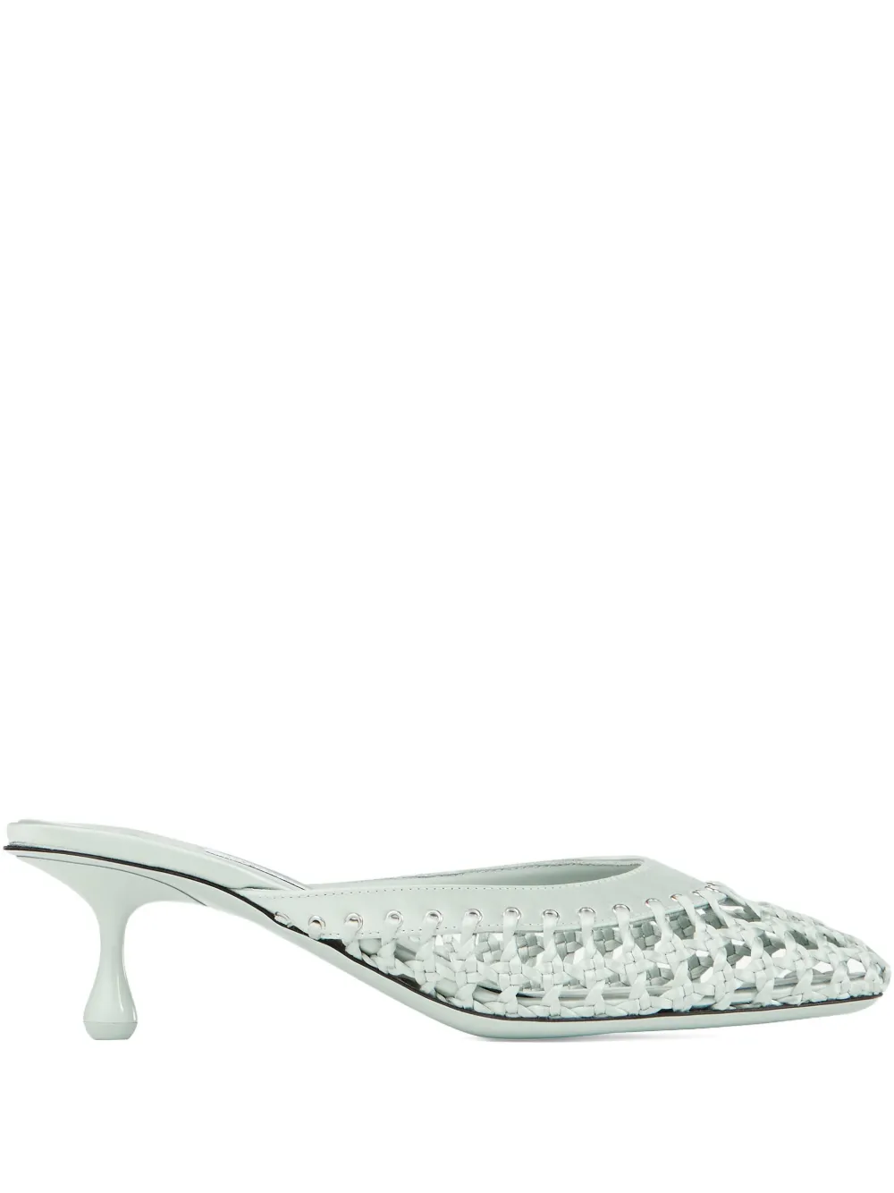 50mm Pixie woven leather studded mules