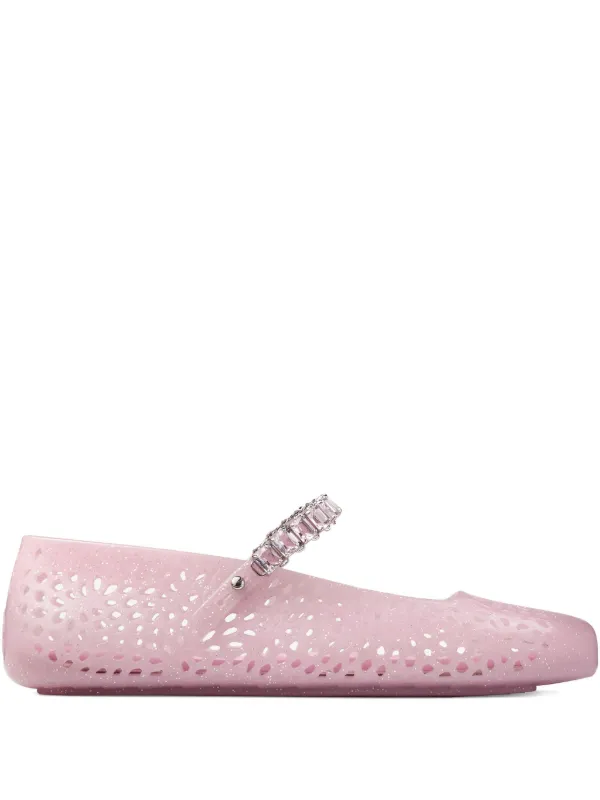 パンプス Jimmy Choo Pink Rhinestoned Ballet Shoes Jimmy Choo Bing crystal-strap Ballerina Shoes | Pink | FARFETCH