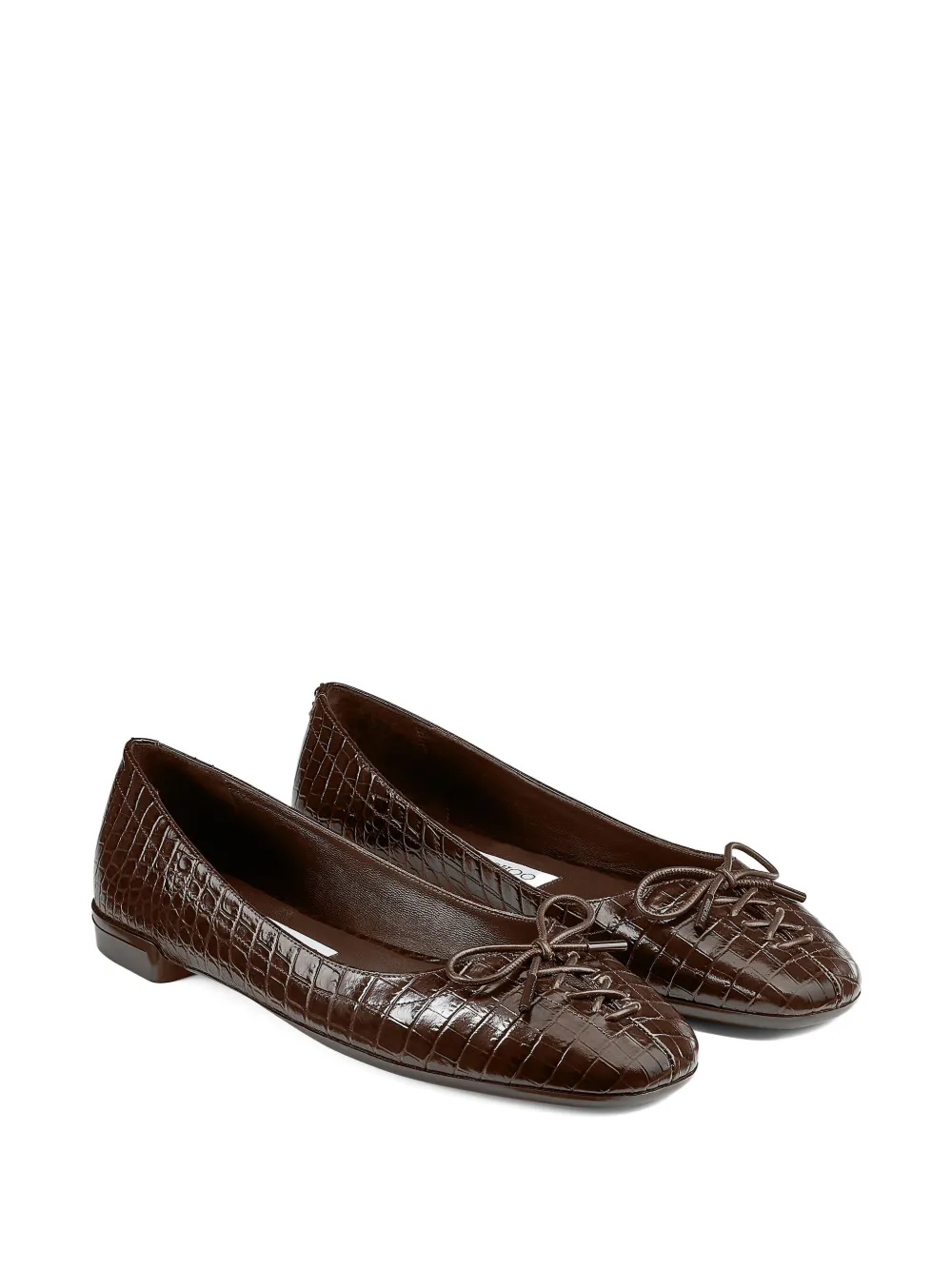 Jimmy Choo Ballerina's met krokodillen-reliëf en veters - Bruin