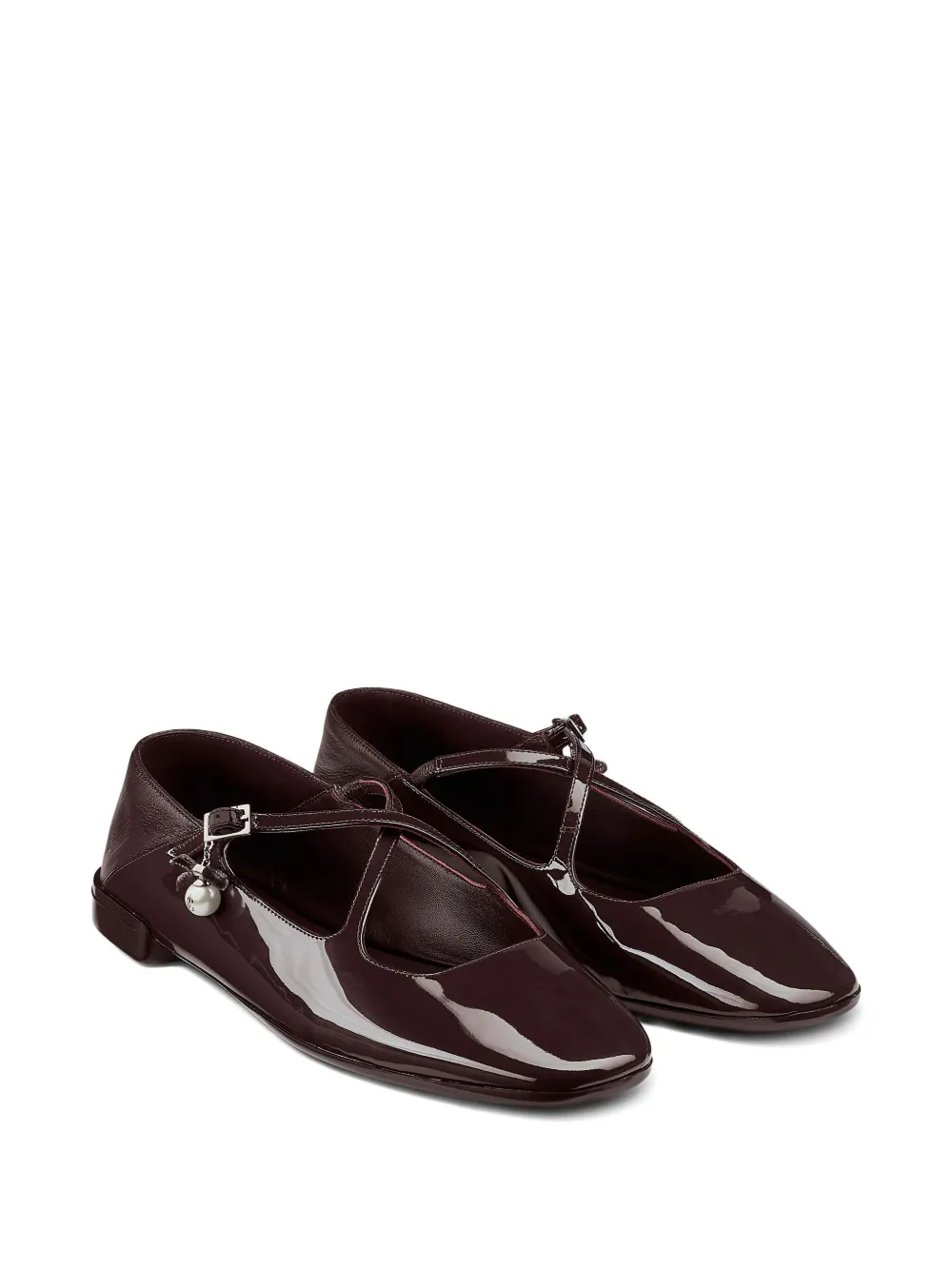 Jimmy Choo Eleri patent-leather cross-strap ballet flats | Image 2