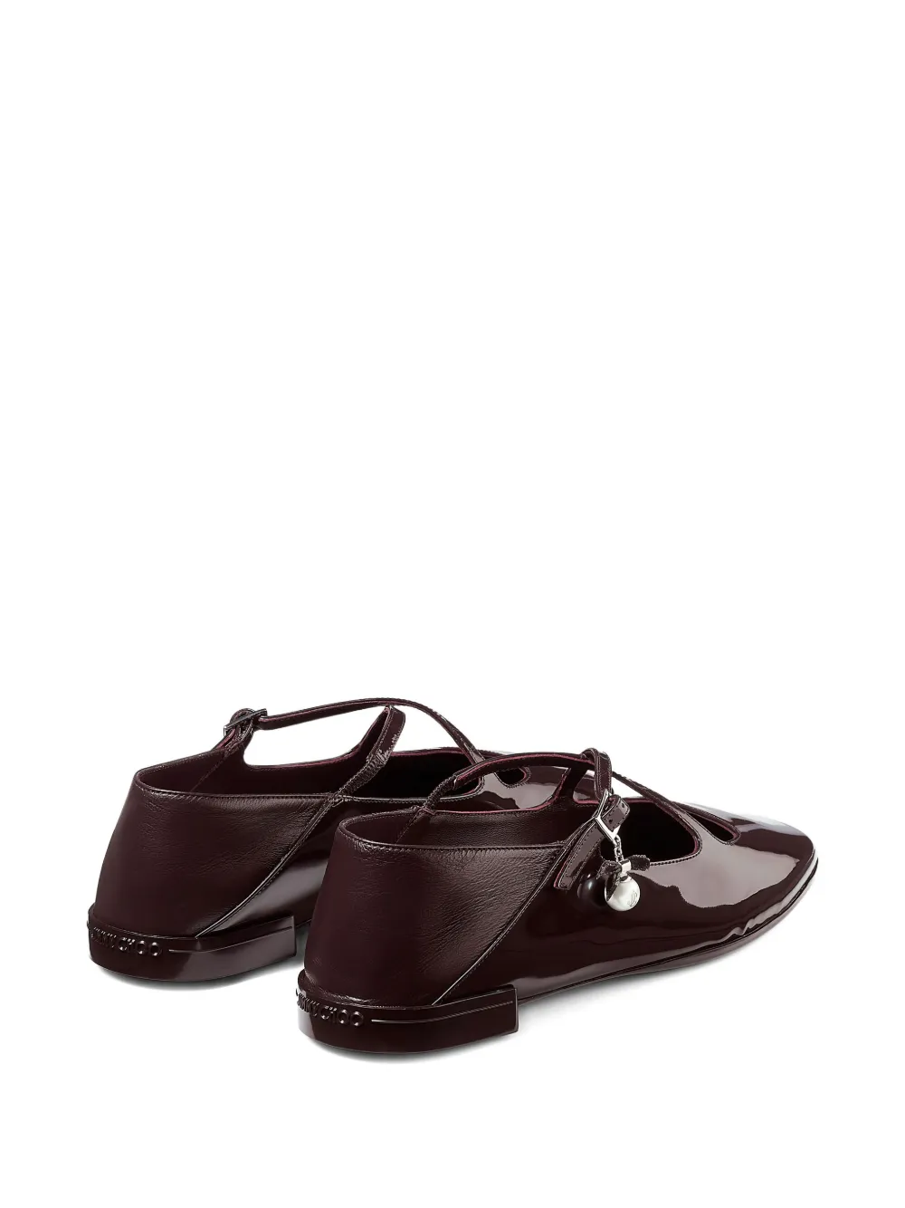 Jimmy Choo Eleri patent-leather cross-strap ballet flats Brown