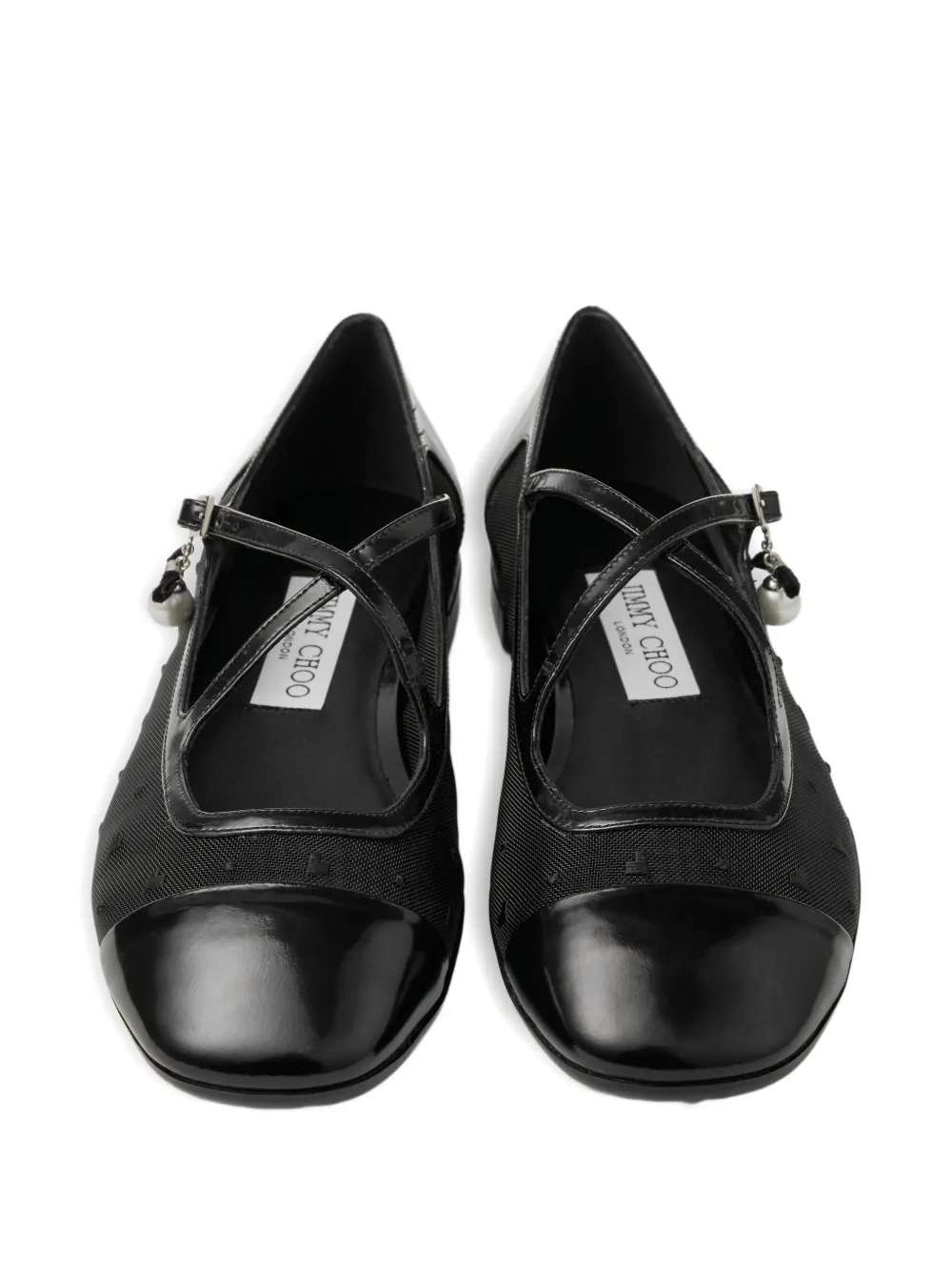 Jimmy Choo Eleri ballerina's met gekruiste bandjes en mesh Zwart