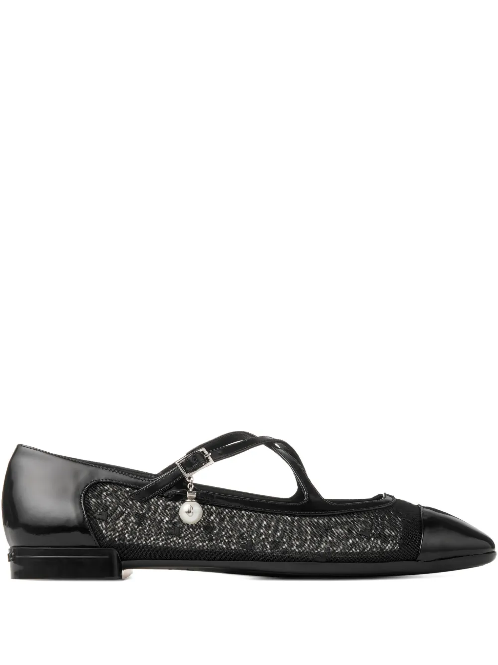 Jimmy Choo Eleri ballerina's met gekruiste bandjes en mesh Zwart