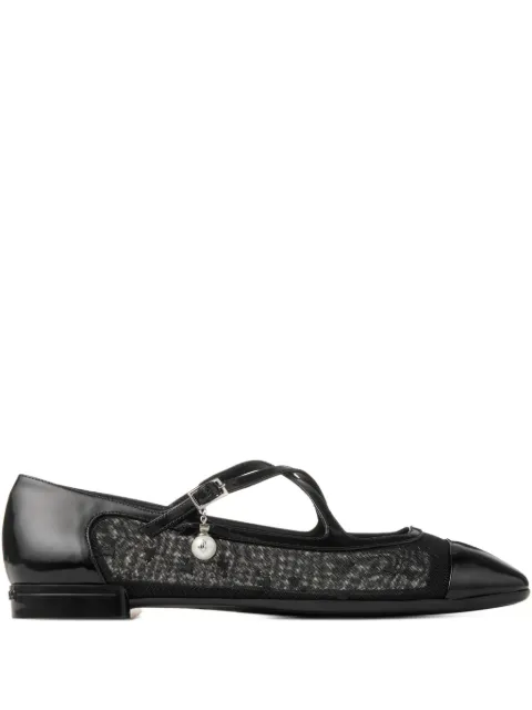 Jimmy Choo Eleri cross-strap mesh ballet flats