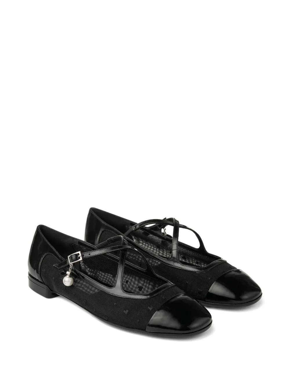 Jimmy Choo Eleri ballerina's met gekruiste bandjes en mesh - Zwart