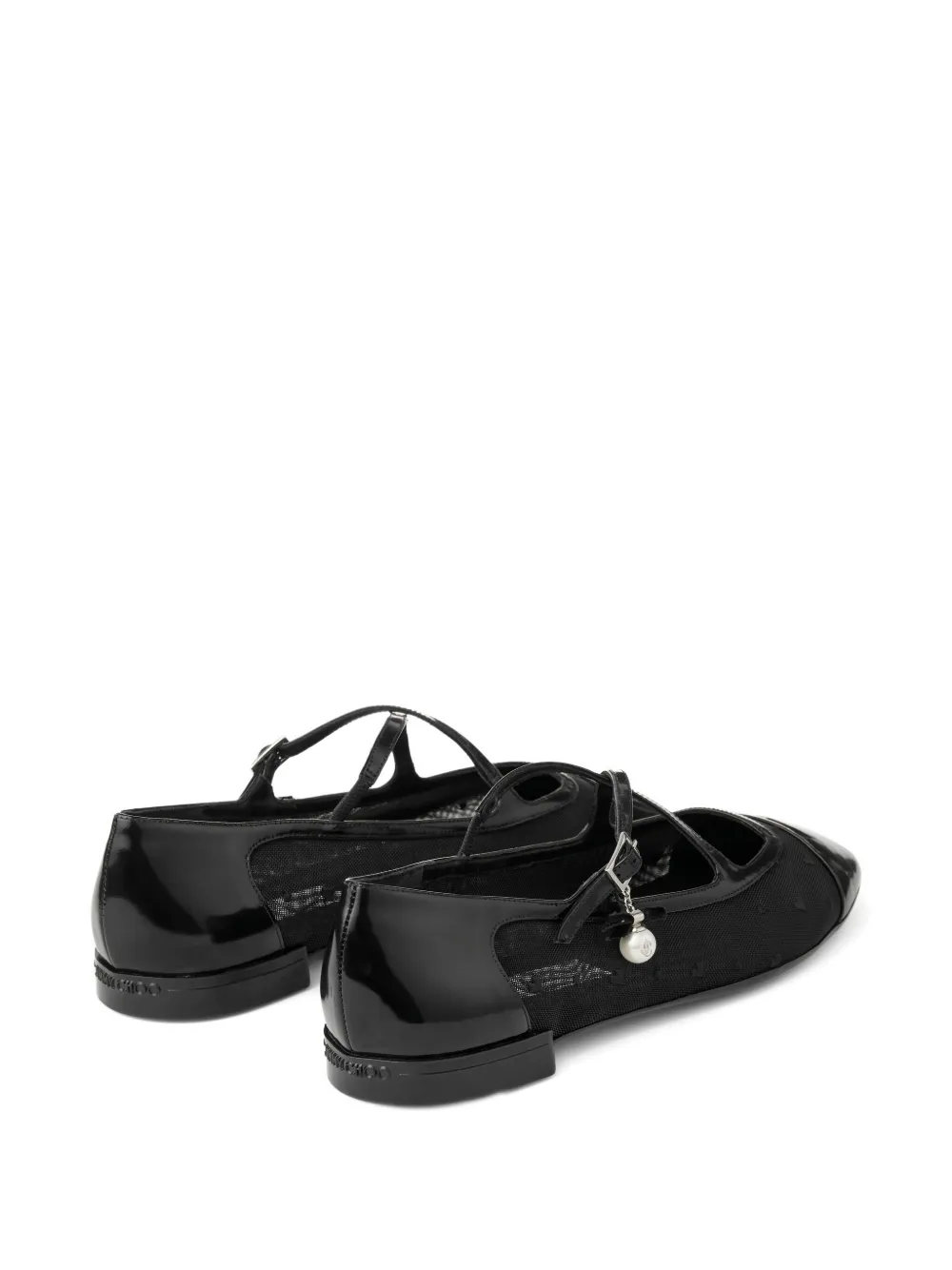 Jimmy Choo Eleri ballerina's met gekruiste bandjes en mesh Zwart
