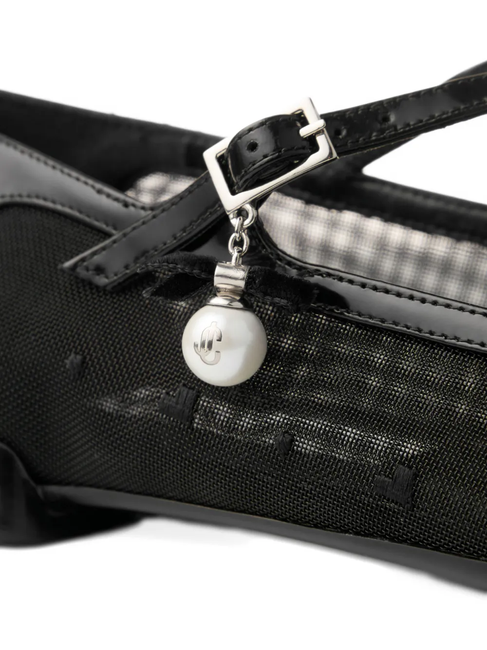 Jimmy Choo Eleri ballerina's met gekruiste bandjes en mesh Zwart