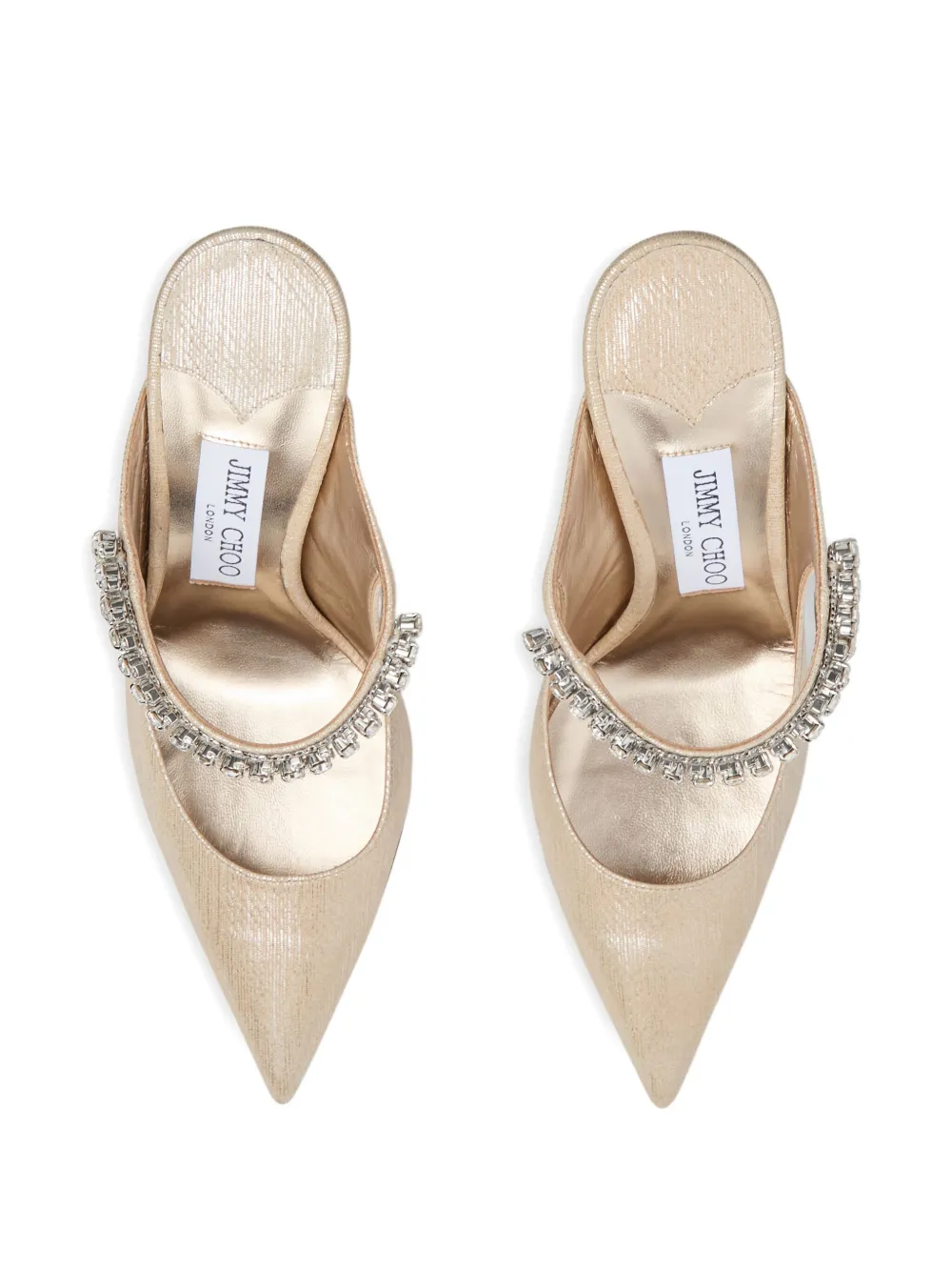 Jimmy Choo Womens Ballet Pink Bing 100 Crystal-embellished Patent-leather Heeled Mules