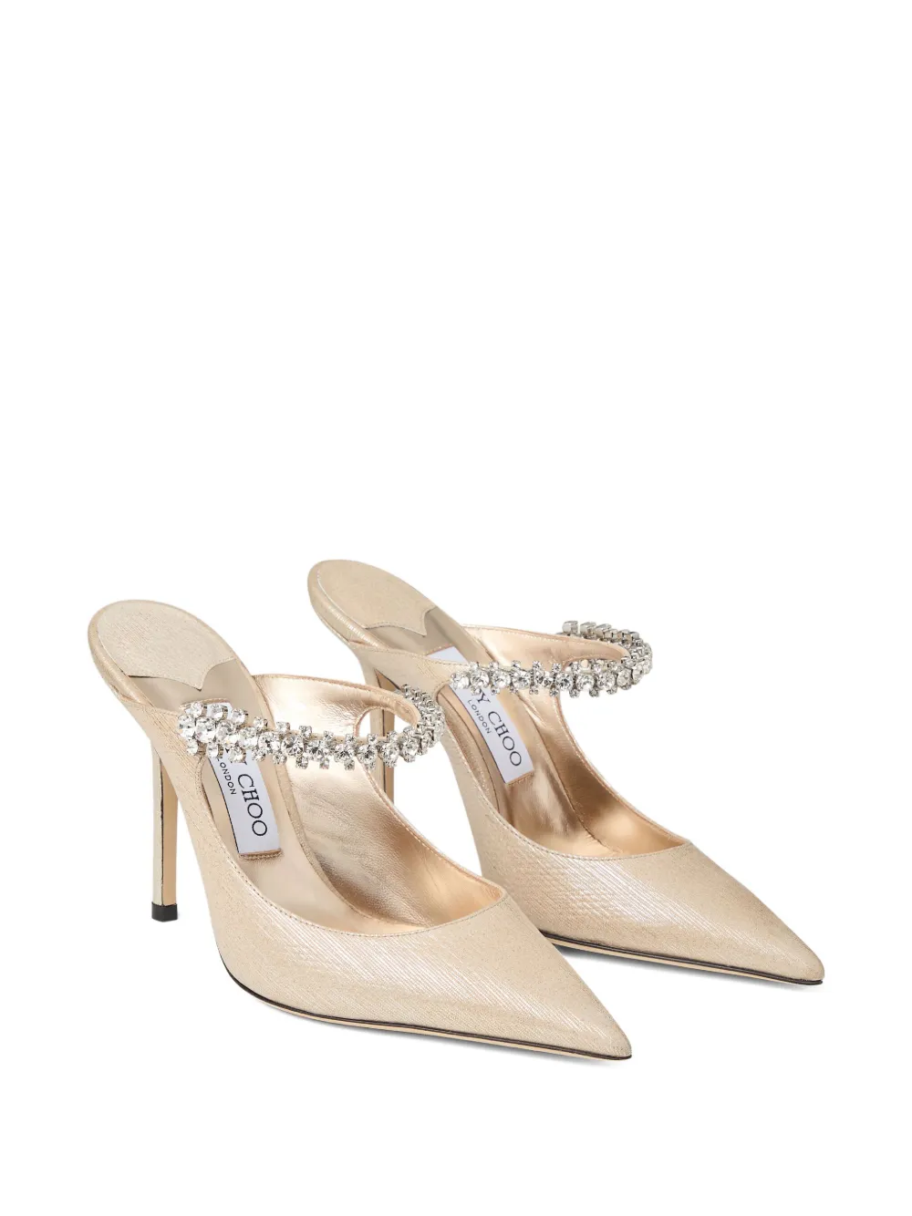Jimmy Choo Womens Ballet Pink Bing 100 Crystal-embellished Patent-leather Heeled Mules