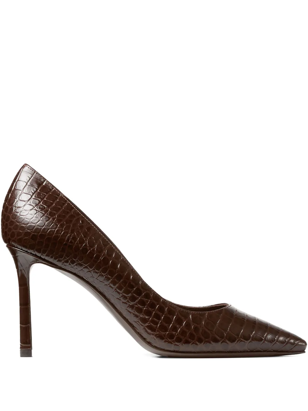 Jimmy Choo 85mm Romy crocodile-effect pointed-toe pumps Brown