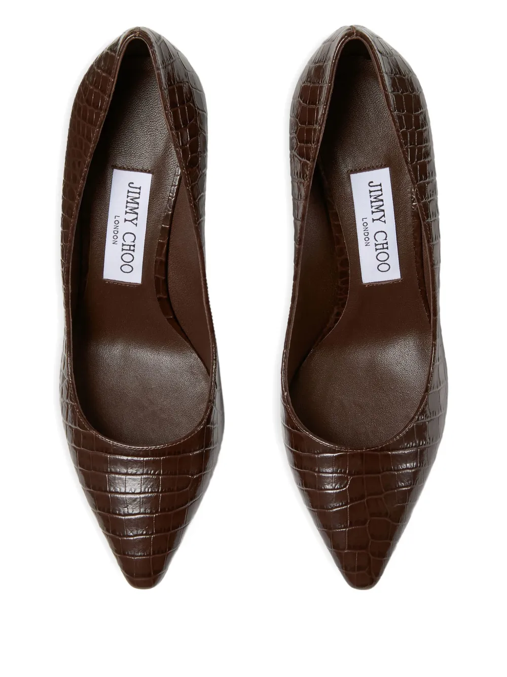 Jimmy Choo 85mm Romy crocodile-effect pointed-toe pumps Brown