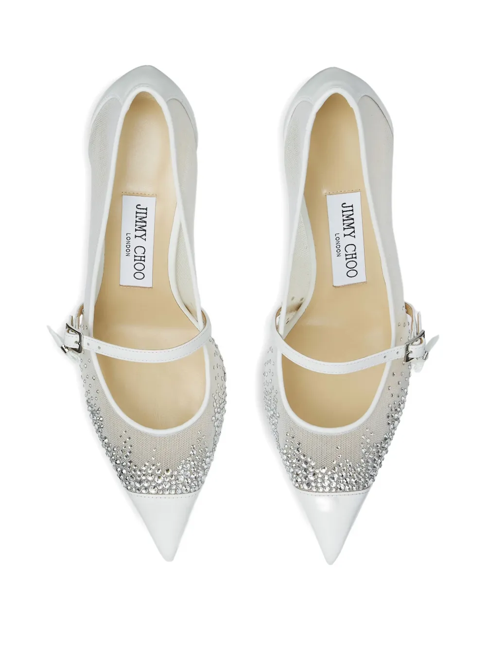 Jimmy Choo 85 mm Aren mesh pumps verfraaid met kristallen Wit