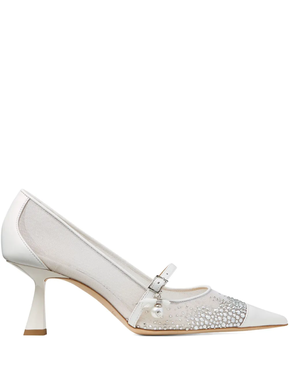 Jimmy Choo 85 mm Aren mesh pumps verfraaid met kristallen Wit
