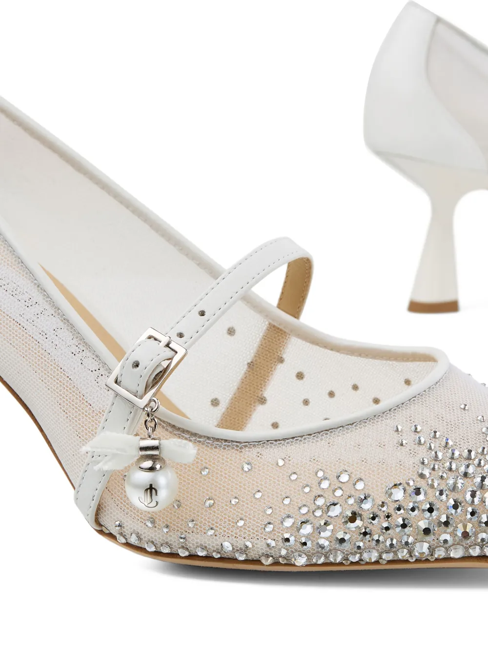 Jimmy Choo 85 mm Aren mesh pumps verfraaid met kristallen Wit