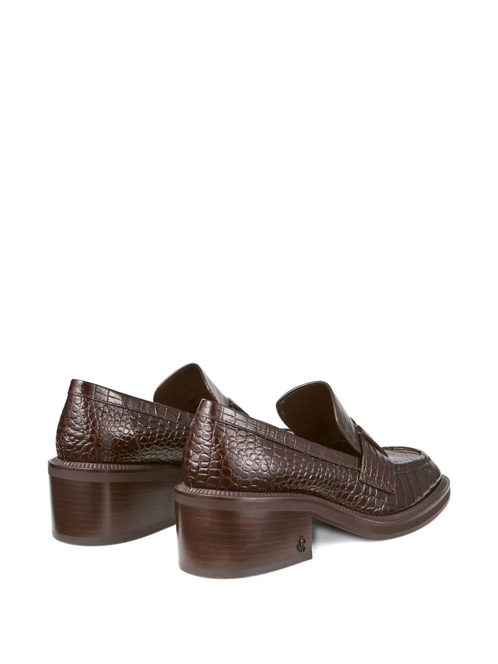 Jimmy Choo 50mm Tylor Crocodile-effect Leather Loafer Pumps In Brown