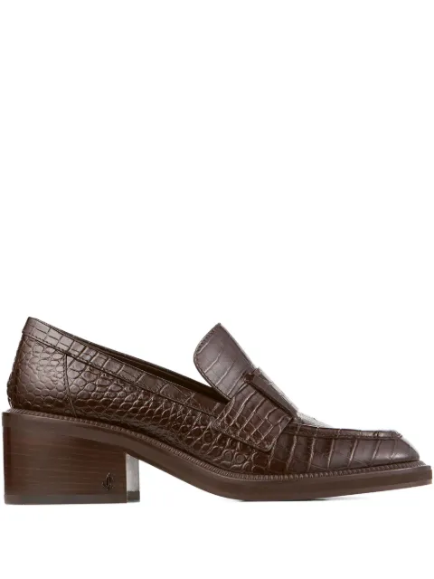 Jimmy Choo 50mm Tylor crocodile-effect leather loafer pumps