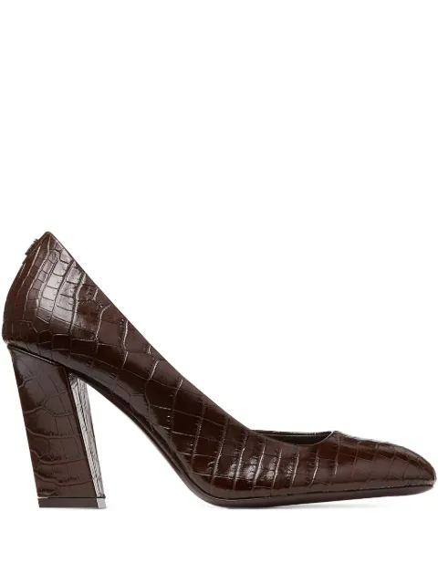 Jimmy Choo 85mm Farren embossed crocodile-effect pumps