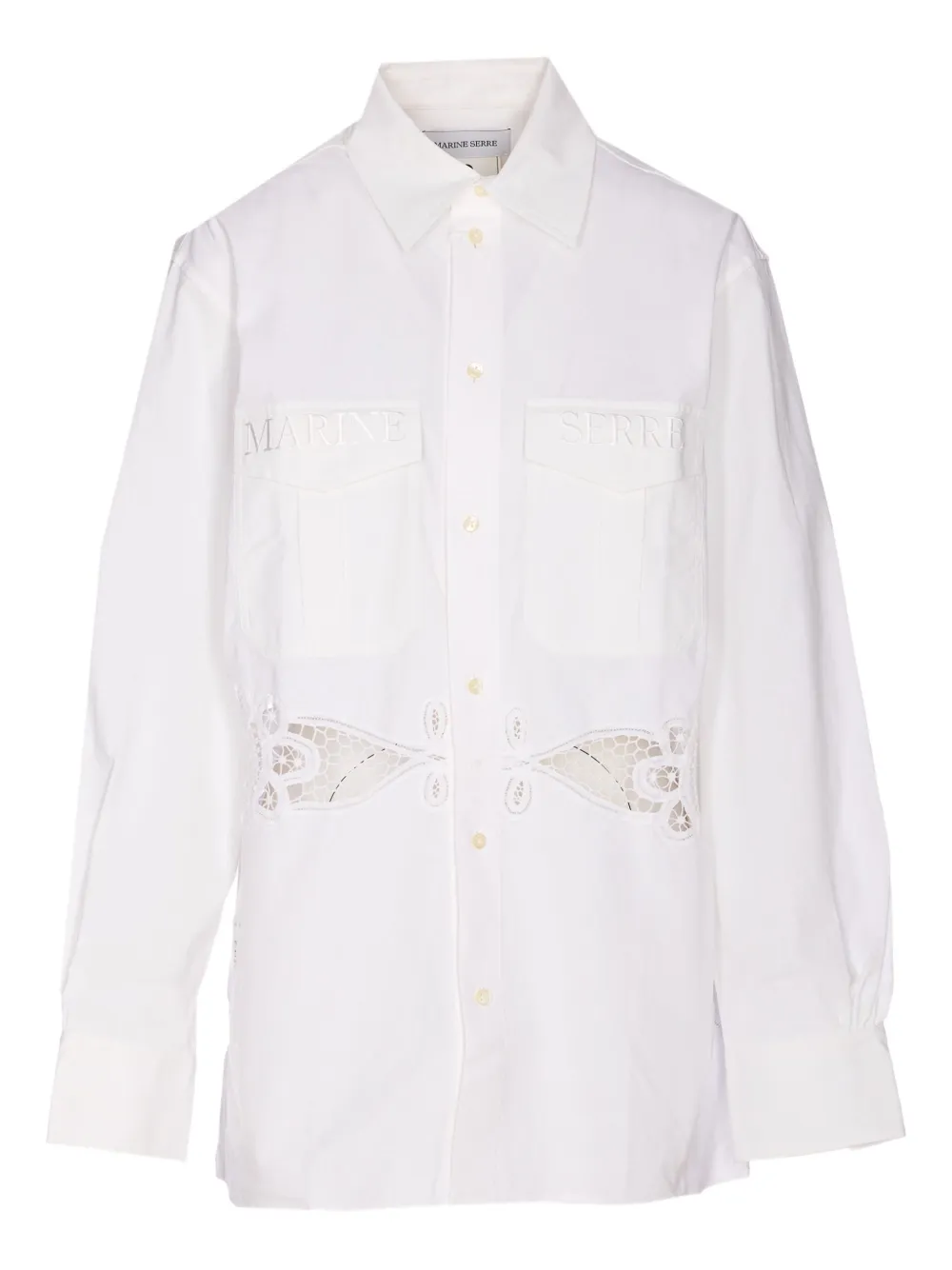 Marine Serre Shirt met geborduurd logo Wit