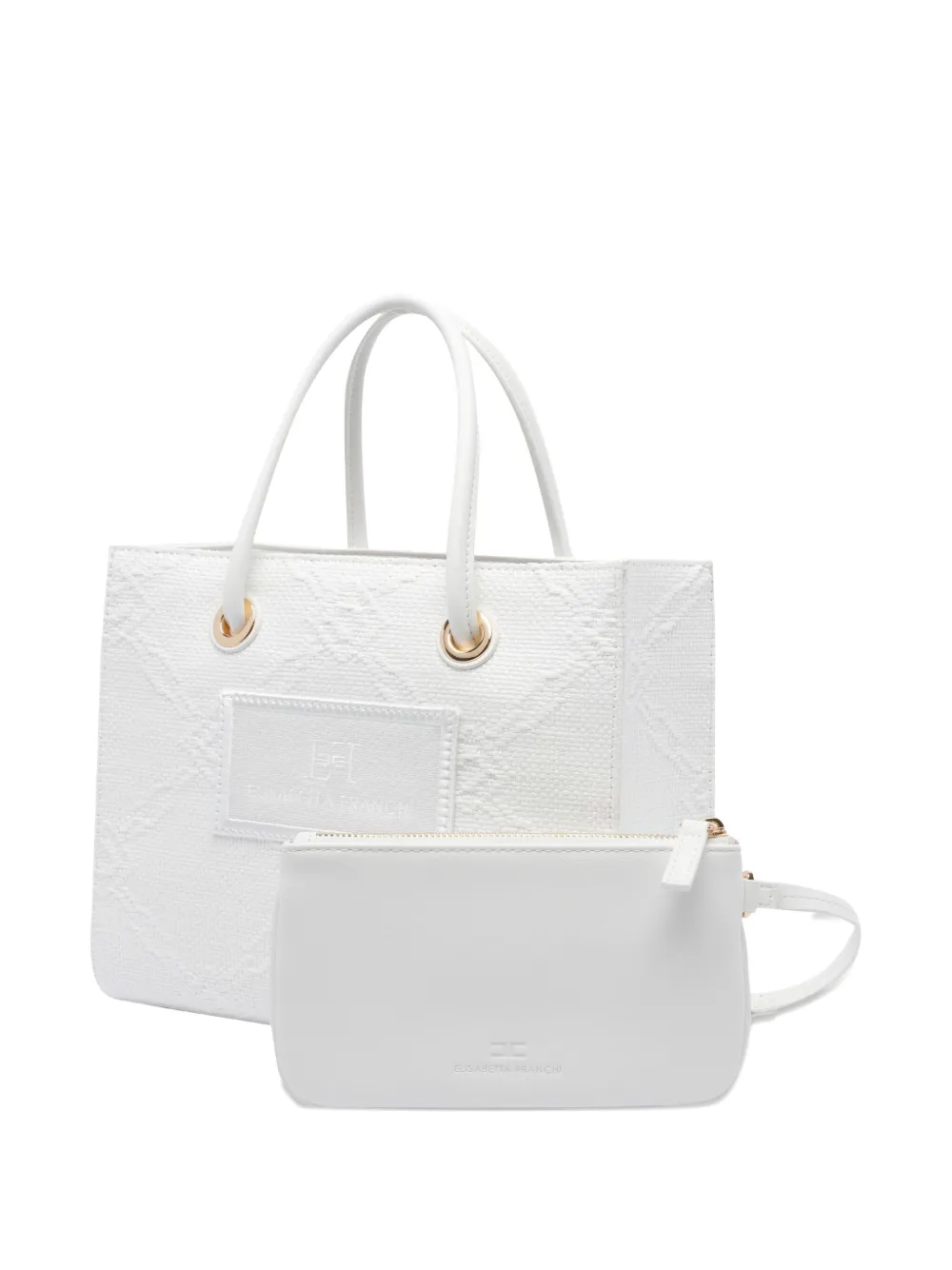 Elisabetta Franchi Shopper met logo-applicatie Wit