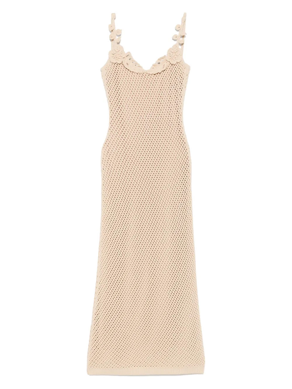 floral-appliqué mesh dress