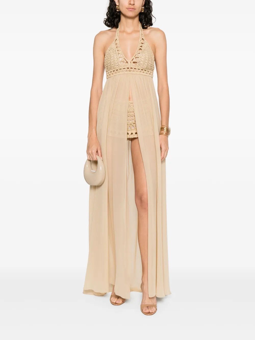 Elie Saab crochet maxi dress - Beige