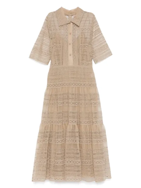 Elie Saab vestido midi de organza bordado