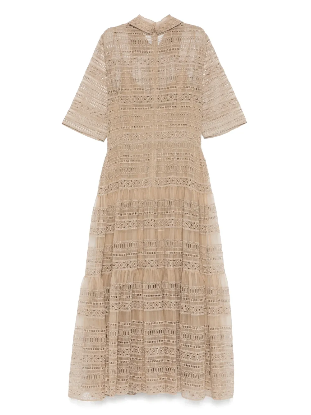 Elie Saab embroidered organza midi dress - Beige