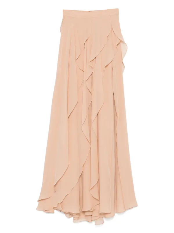 Elie Saab Silk Midi Skirt in Pink