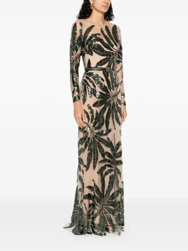 Elie Saab Embroidered Tulle Maxi Dress | Green | FARFETCH
