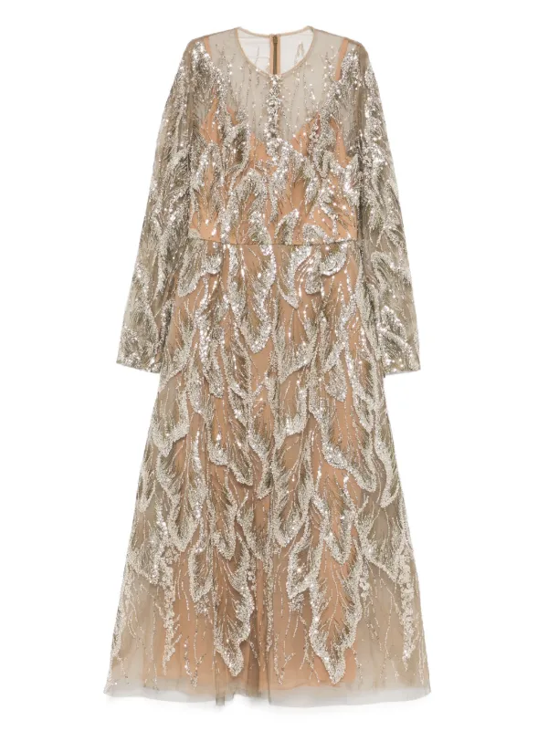 elie saab embroidered tulle long dress Elie Saab Atom sequined embroidered tulle gown | Women's
