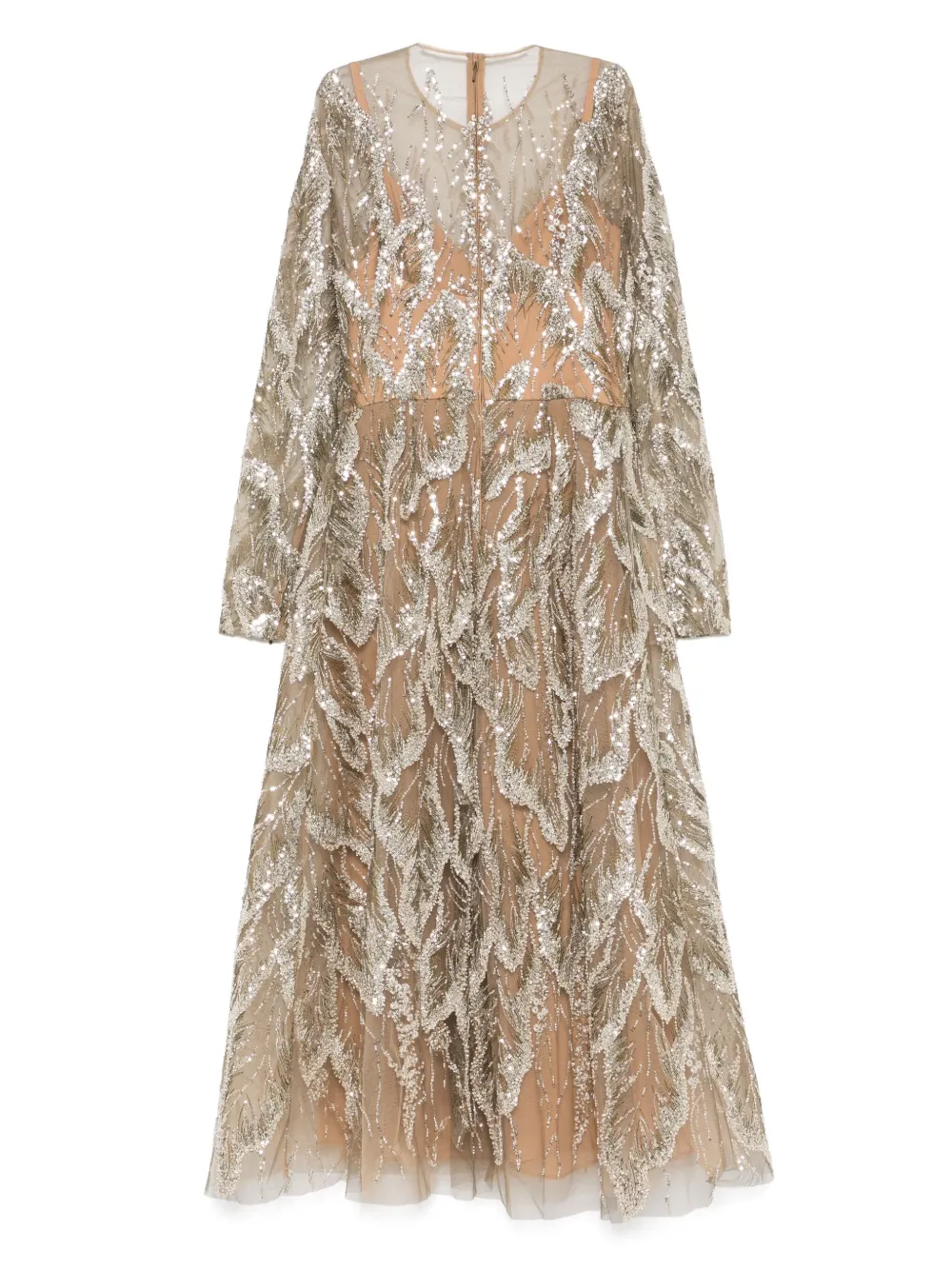 Elie Saab embroidered tulle dress - Groen