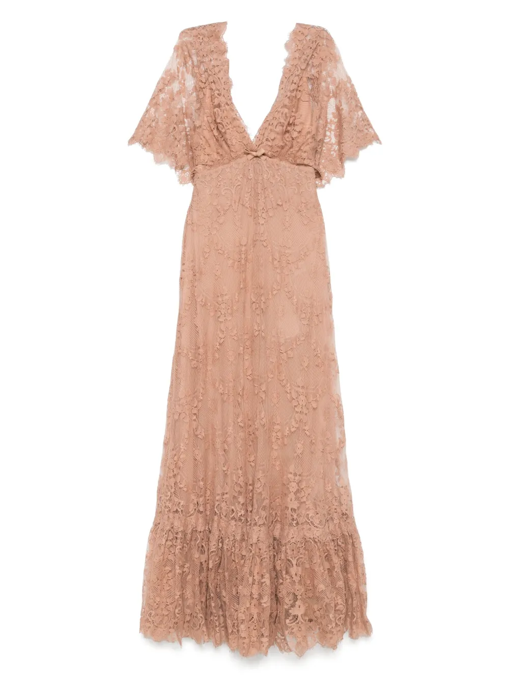 V-neck midi lace dress