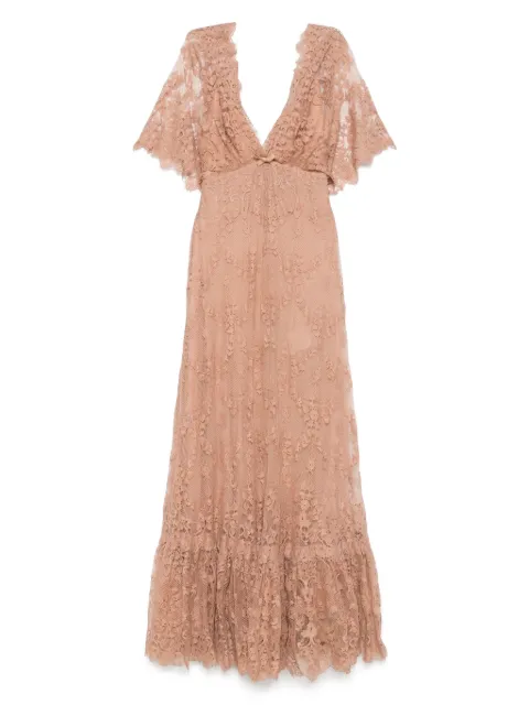 Elie Saab V-neck midi lace dress