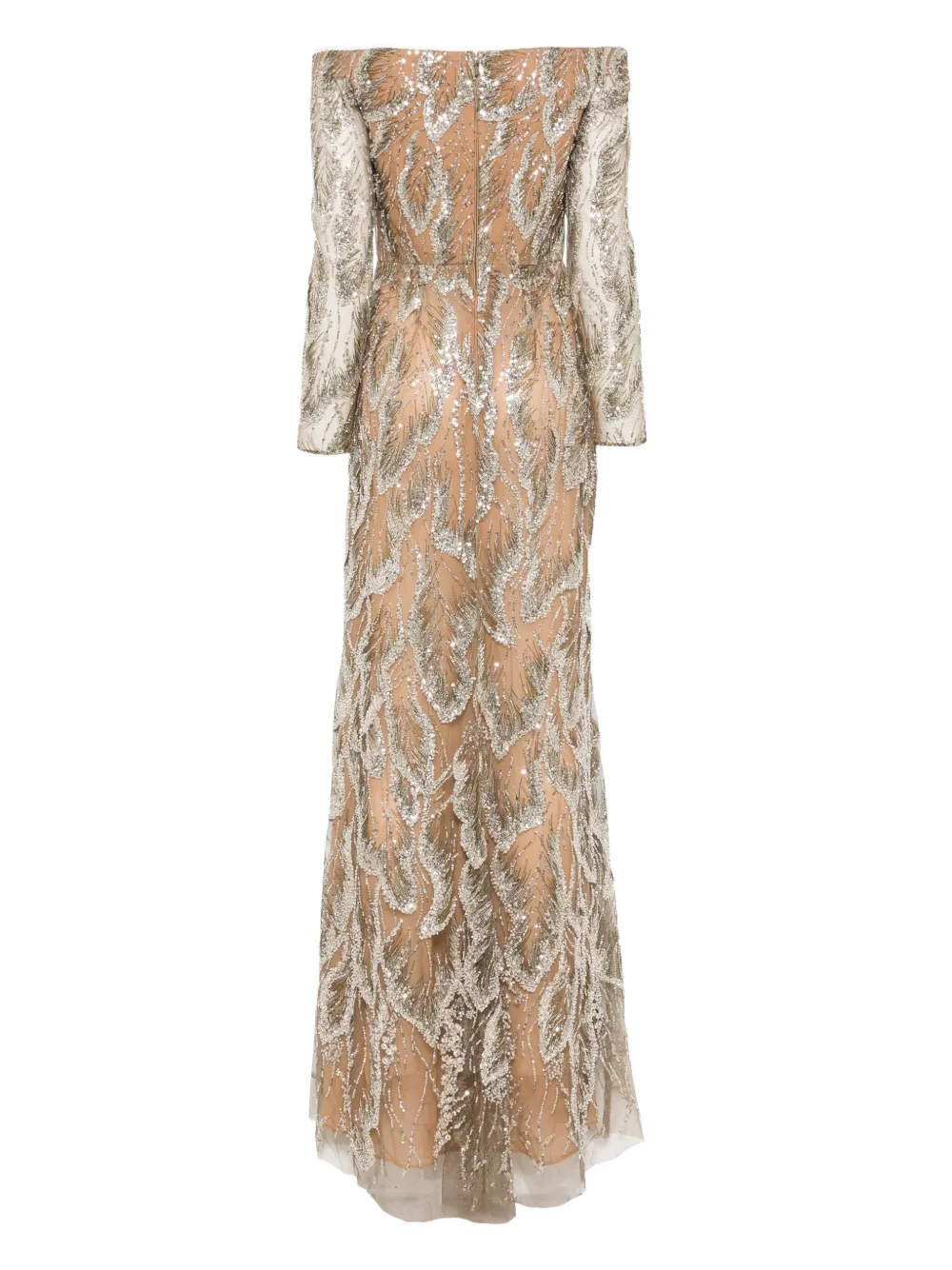 Elie Saab off-shoulder embellished gown - Zilver
