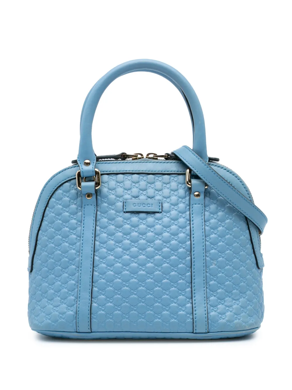 Gucci Pre-Owned 2016-2024 ミニ マイクログッチシマ ドーム サッチェルバッグ - ブルー Gucci Pre-Owned 2016-2024 ミニ マイクログッチシマ ドーム サッチェルバッグ - ブルー