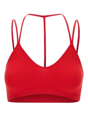 スーツ ANDREADAMO FW22 Ribbed bra (ADFW22GA01032476 0476) ANDREĀDAMO Ribbed Jersey Bra | Black | FARFETCH JO