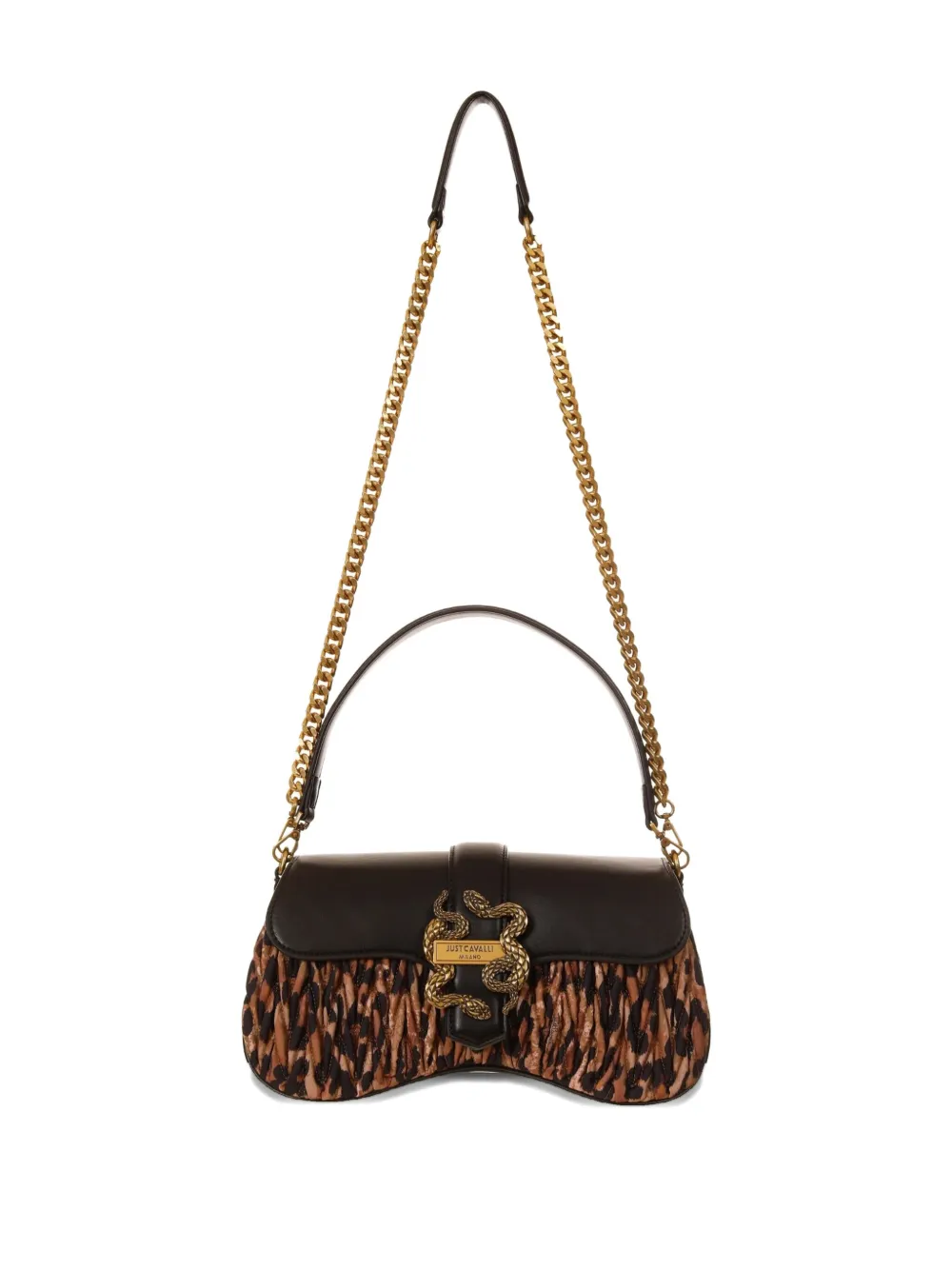 Just Cavalli Iconic Snakes schoudertas Bruin