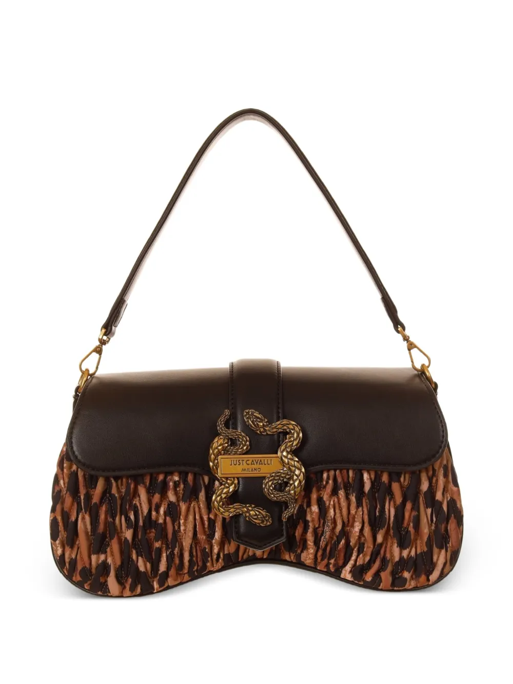 Just Cavalli Iconic Snakes schoudertas Bruin