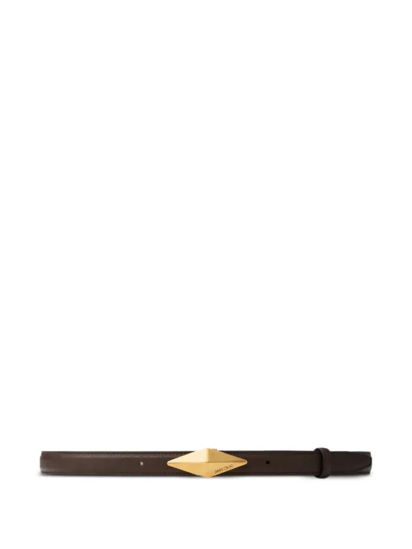 Jimmy Choo Diamond Clasp Leather Belt in Brown