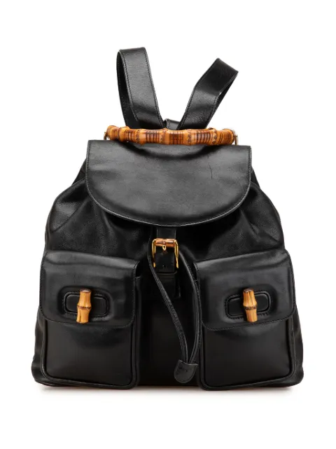 Gucci Pre-Owned mochila de piel de becerro y bambú con cordones del siglo XX