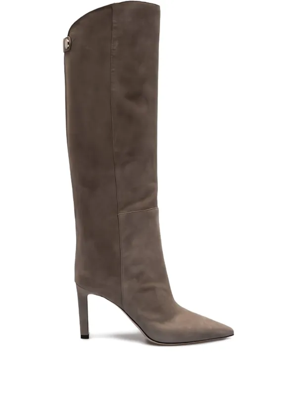 Jimmy Choo Alizze 85mm Pointed-toe Knee-high Boots in Neutrals