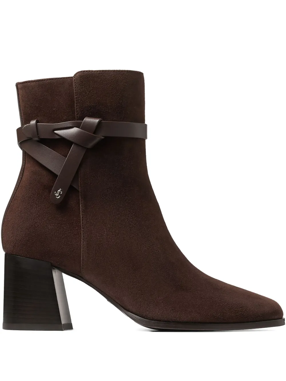 Jimmy Choo 60mm Lawton Knotted-strap Leather Boots In Brown
